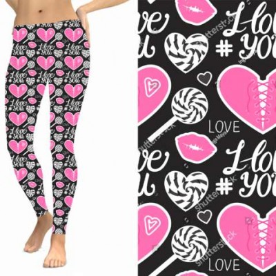 Amazon hot sale new trending multi styles valentine loving printing bulk custom printed women leggings