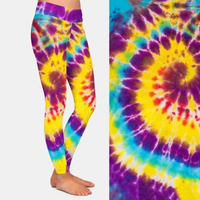 High quality fashion OEM tie-dye buttery soft brushed custom printed workout leggings for women